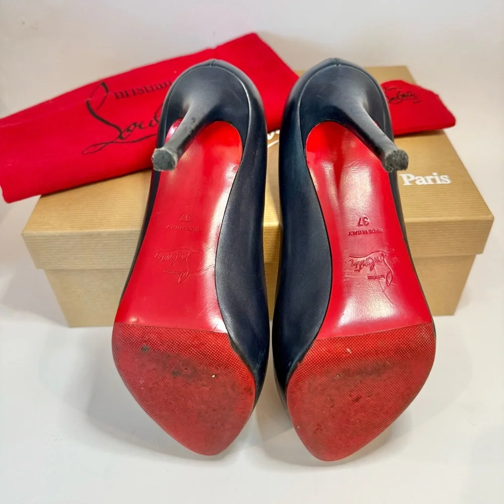 Christian Louboutin Simple Pump 100 Navy 37 Minimalist Feminine Designer Heels - Picture 4 of 7